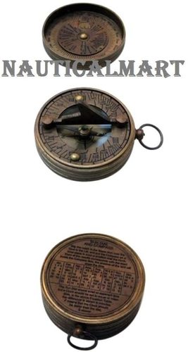 Black Antique Nauticalmart Pocket Sundial Compass W/Lid Outdoor Camping Gear