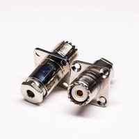 UHF Female Connector Straight 4 Hole Flange Clamp Type For Cable