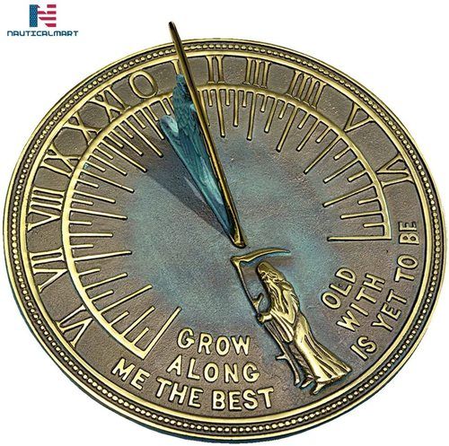 Nautical Nauticalmart Brass Father Time Sundial With Verdigris Highlights