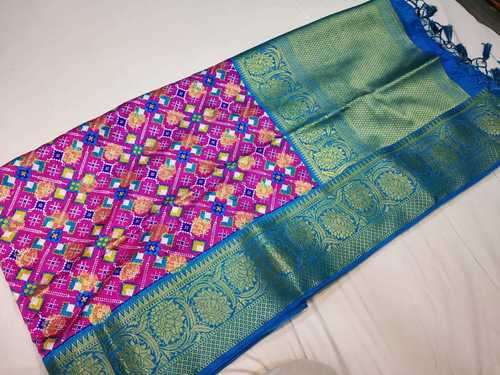 Party Wear Linen Saree Violet With Sea Green