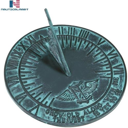 Black Antique Nauticalmart Sundial, Cast Iron With Verdigris Finish, 10-Inch