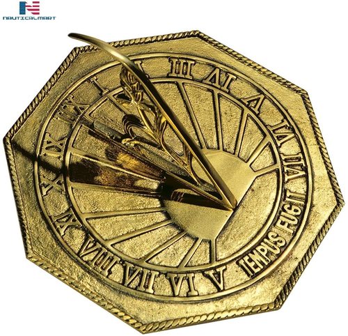 Brass Nauticalmart Classic Octagonal Sundial, Sold Polished Brass, 10-inch Diameter