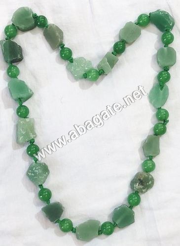 Green Aventurian Raw Gemstone Necklace Grade: Good Quality
