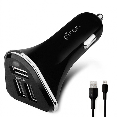 pTron Bullet 3.1A 3-USB Compact Fast Charging Universal Car Charger