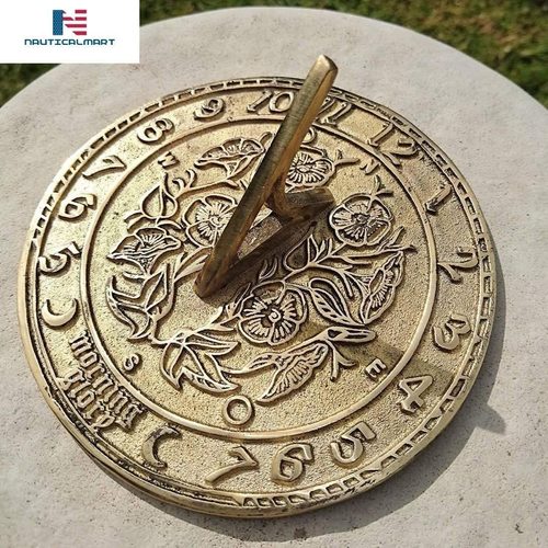 Buy Solid Brass Round Sundial Compass w/ Rosewood Box 6in