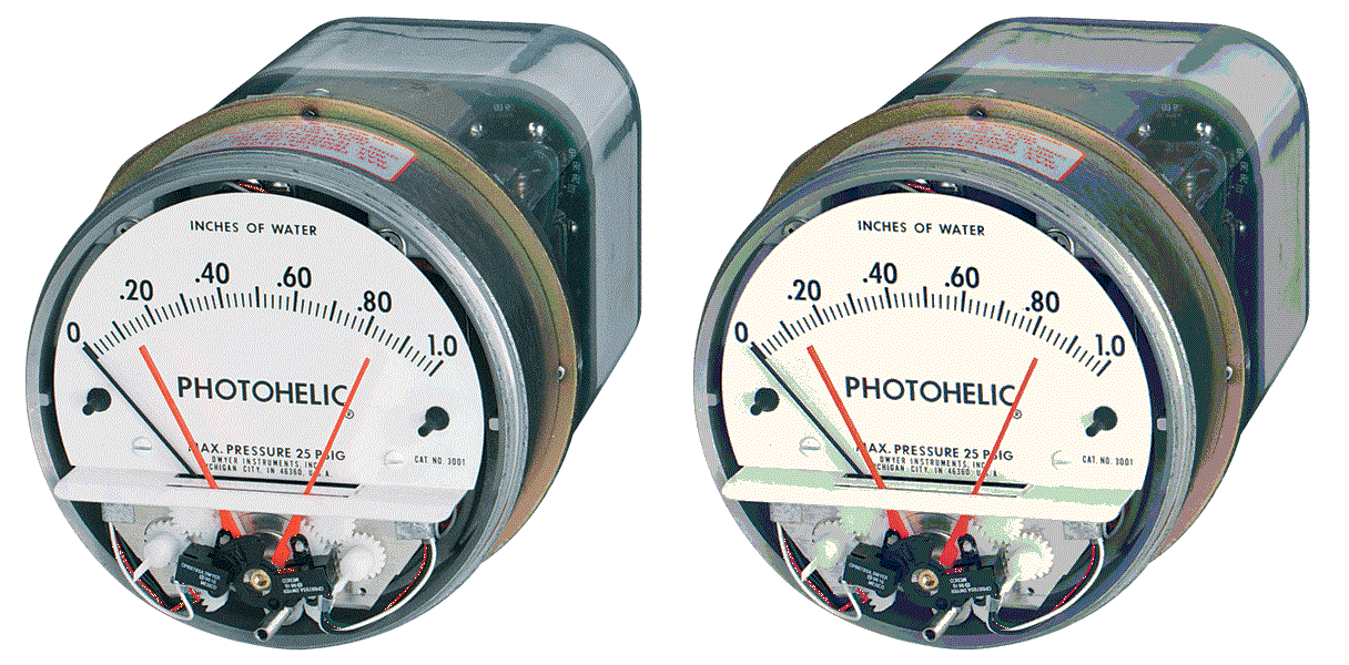 Dwyer A3000-00 Photohelic Pressure Switch Gauge 0-0.25 Inch WC