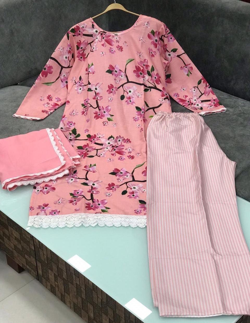 Designer Floral Print Kurti With Pant