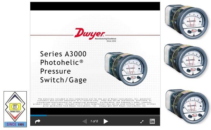 Dwyer A3000-0AV Photohelic Pressure Switch Gauge Range  0-.50 Inch w.c./500-2800 FPM