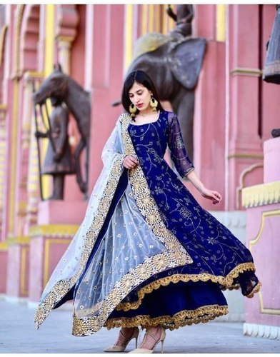 Gerogette With Embroidery Long Kurti