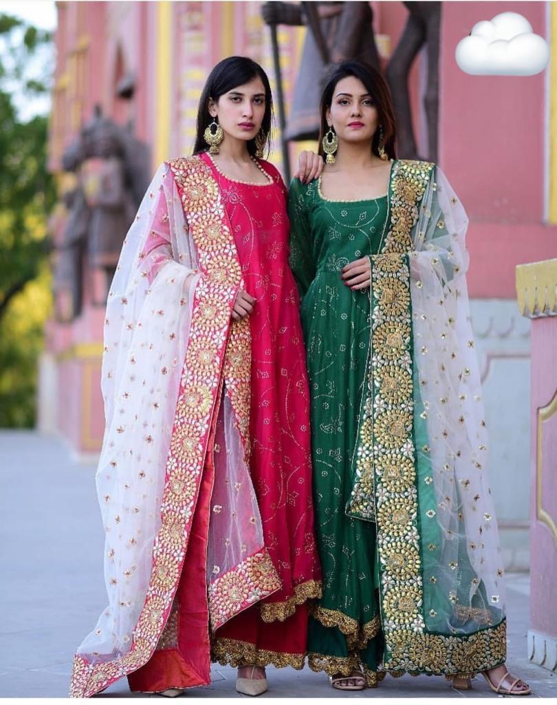 Gerogette With Embroidery Long Kurti
