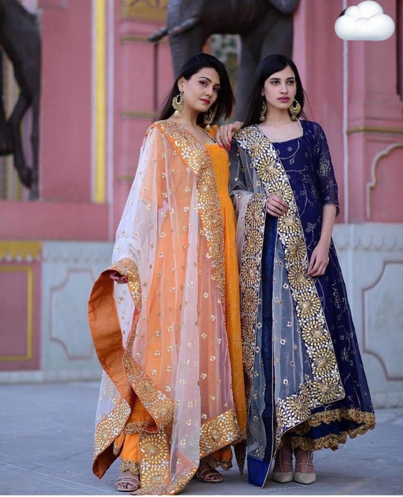 Gerogette With Embroidery Long Kurti