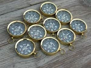 Bass Antique Nauticalmart Lot Of 10 Brass Working Compass 2inch-nautical Gift