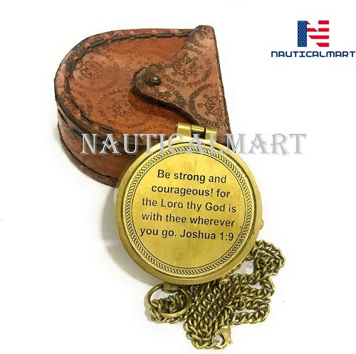 Brass Be Strong Courageous Engraved Compass Directional Magnetic Pocket Personalized Gift For Camping Hiking And Touring