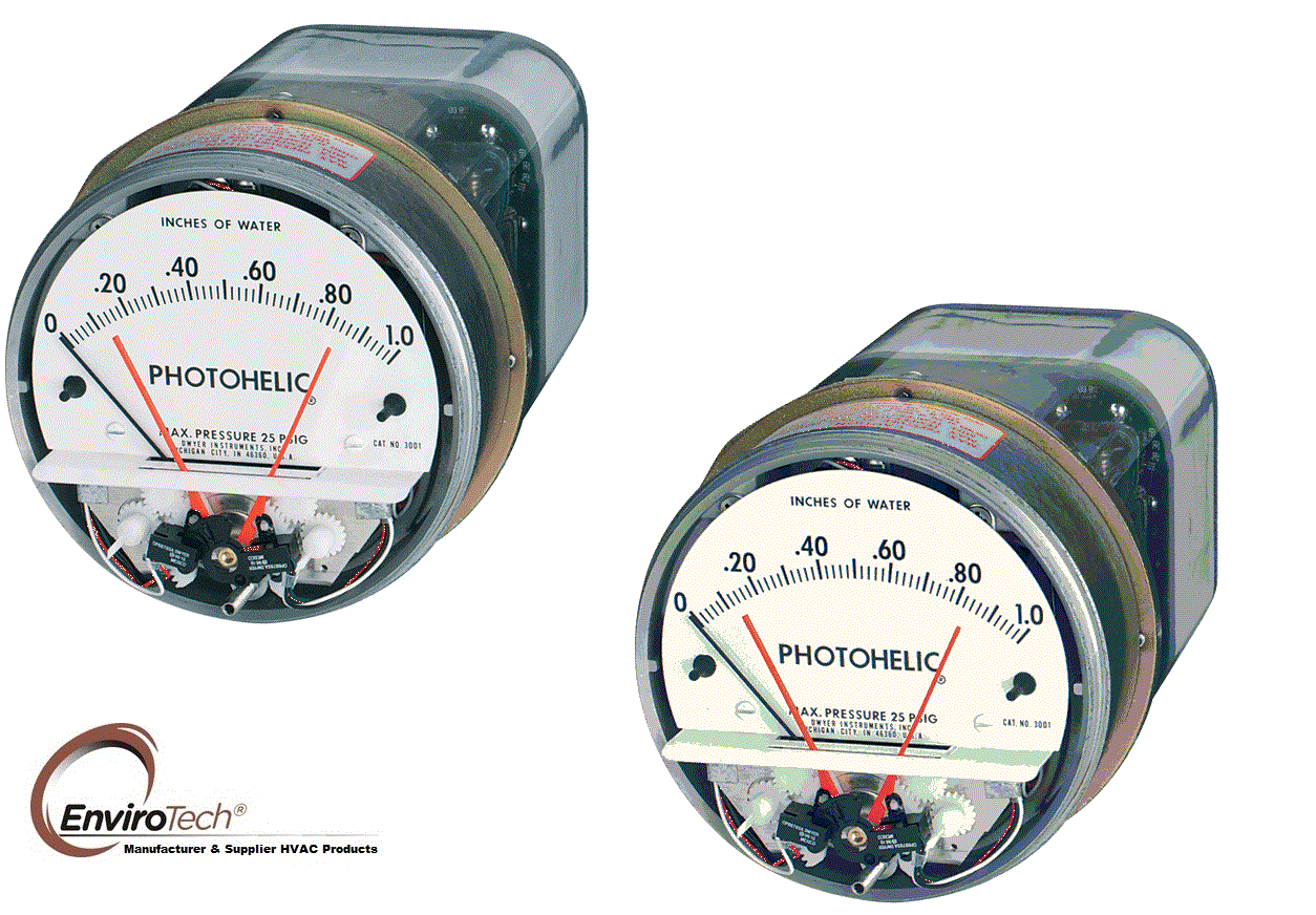 Dwyer A3000-100MM Photohelic Pressure Switch Gauge Range 0-100 mm w.c