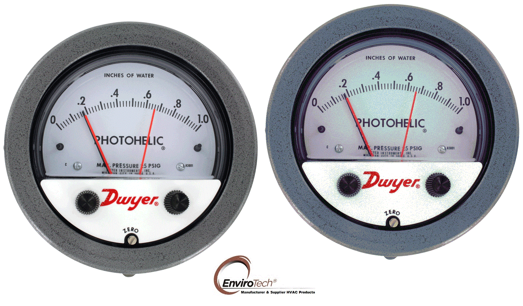 0-125 Pa. Dwyer A3000-125PA Photohelic Pressure Switch Gauge Range
