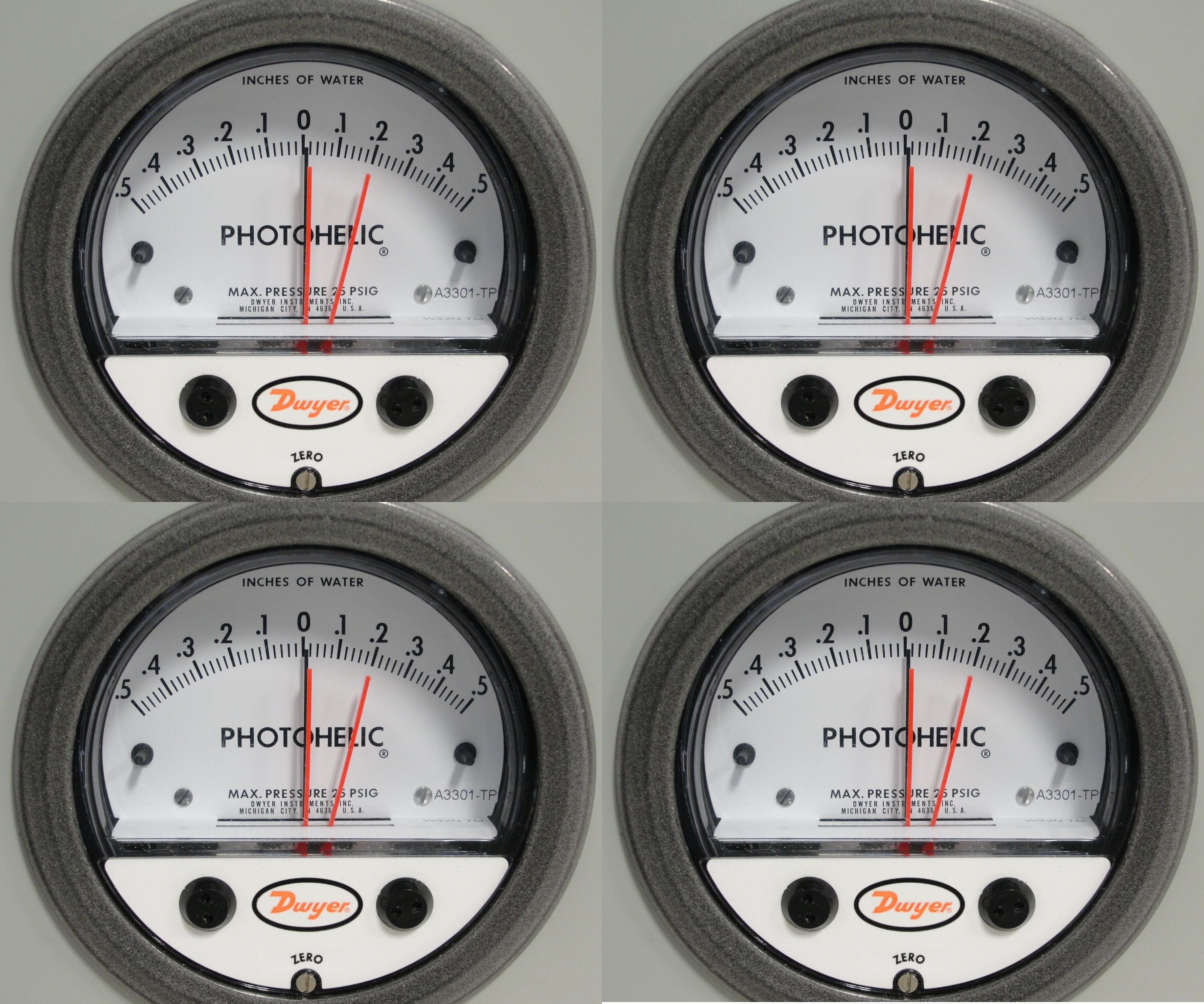 0-125 Pa. Dwyer A3000-125PA Photohelic Pressure Switch Gauge Range