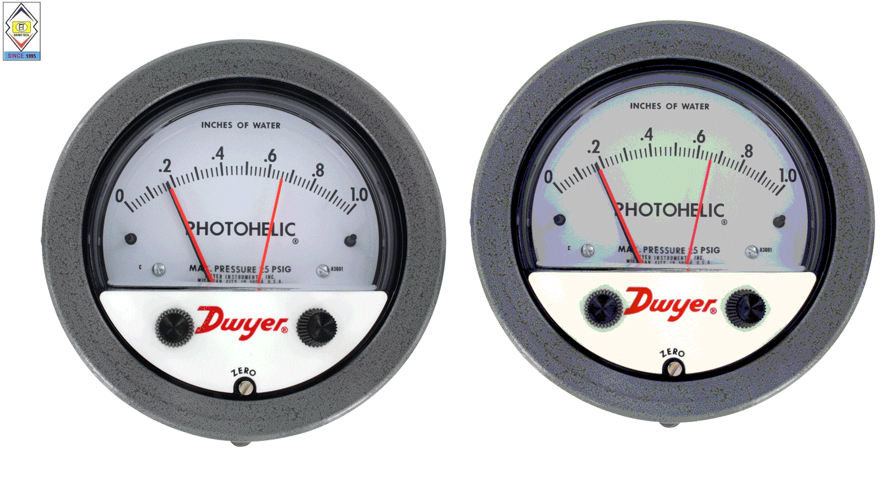 Dwyer A3000-15CM Photohelic Pressure Switch Gauge Range 0-15 cm w.c.