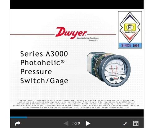 Dwyer A3000-15KPA Photohelic Pressure Switch Gauge Range 0-15 kPa.