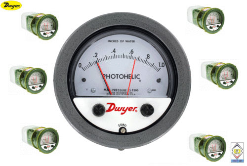 Dwyer A3000-1KPA Photohelic Pressure Switch Gauge Range 0-1 kPa.