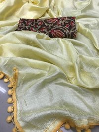 Linen Cotton Saree with pumpum