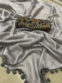 Linen Cotton Saree with pumpum