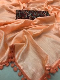 Linen Cotton Saree with pumpum