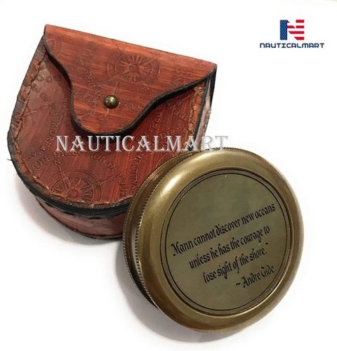 Nauticalmart Maritime Compass Brass Nautical Famous Quote Of Antoine De Saint Exupery Man Cannot Discover New Oceanswith Case