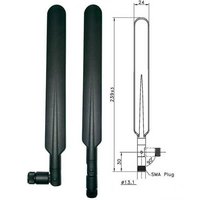 Black Antenna For 4G LTE SMA Male Connector Frequency 800-950/1710-2200/2500-2700MHz