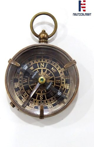 Black Antique Brass Nautical Dollond London Poem Compass