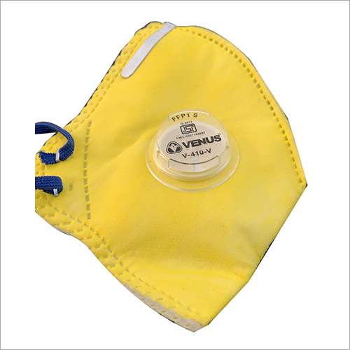 Venus V-410-V Anti-Pollution Face Mask - Microfibre Standard Size Yellow | Latex-Free Elastic Transparent Valve High Breathing Comfort