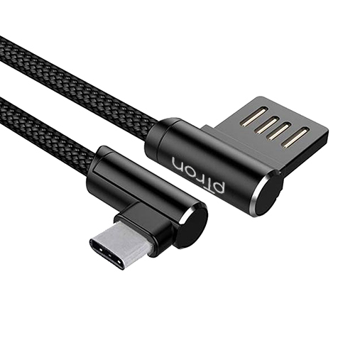 pTron Solero Type-C 2.4A Fast Charging 1.2m Nylon Braided USB Cable - Black | Metal, ABS, Copper, Tangle-Free, 480 Mbps Data Transfer