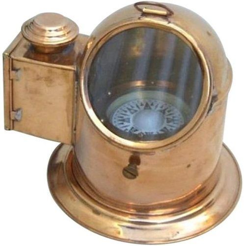 NauticalMart Antique Vintage Binnacle Helmet Gimballed Compass Shiny Brass