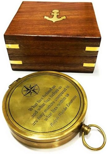 NauticalMart Brass Compass with Rosewood Case Engraved Poem Compass Handmade Baptism Gifts, Best Easter, Birthday, Mothers Day, Fathers Day, Graduation Gift...