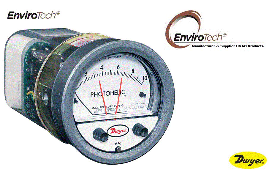 Dwyer A3000-20CM Photohelic Pressure Switch Gauge Range 0-20 cm w.c.