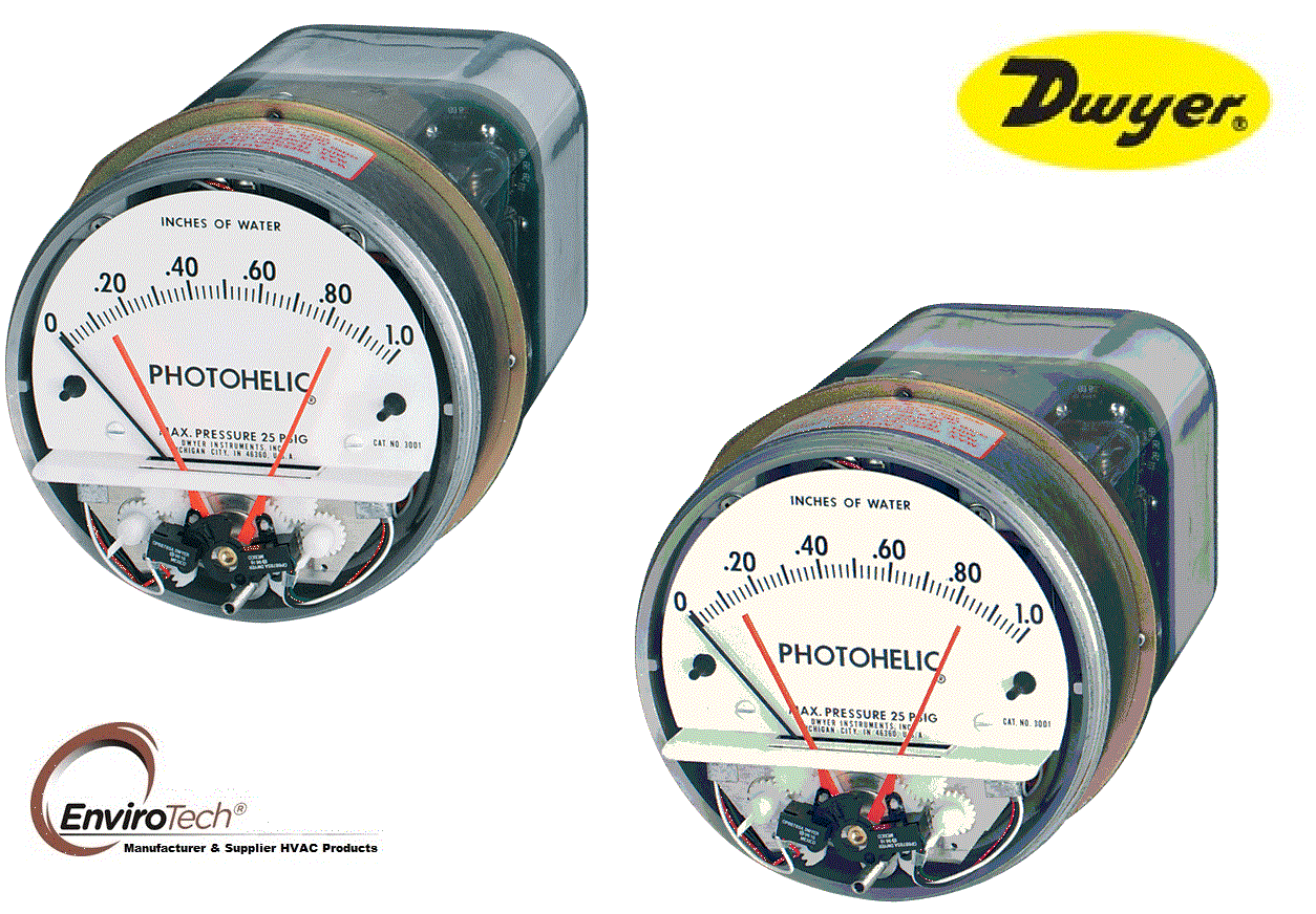 Dwyer A3000-250CM Photohelic Pressure Switch Gauge Range 0-250 cm w.c.