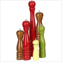Pepper Mill Grinder - Wooden 6, 8, 12, 18 Inch | Green, Red, Yellow Colors, Mirror Finish, Set Of 6