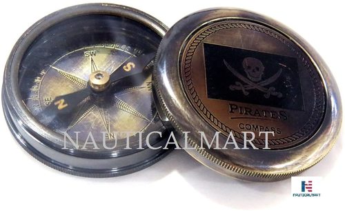 Nautical Nauticalmart Pirated Brass Pocket Compass Antique Compass