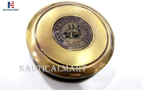 Brass Nauticalmart Marine Compass Gift For Graduation, Anniversary, Baptism, Retirement, Or Christmas - Marine Sailor'S Gift Compass