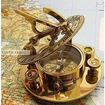 Brass Sundial Compass 3" Nautical Pocket Sailor Gift