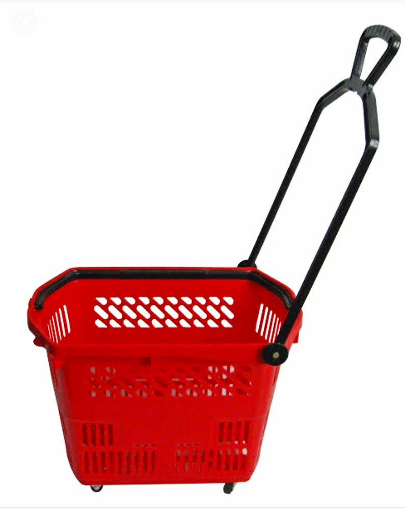 Plastic Shopping Basket With Wheel