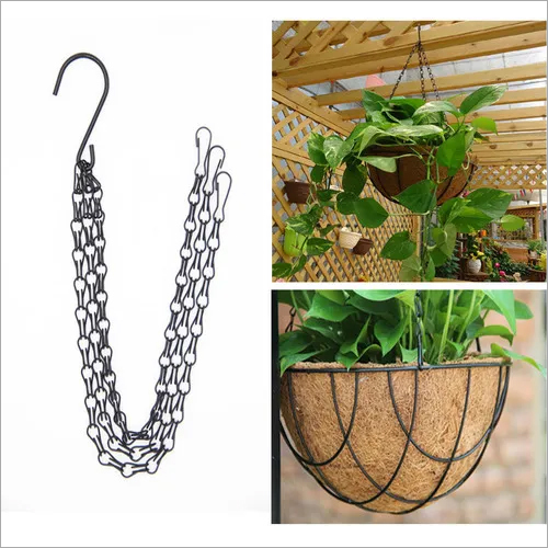 COIR GARDEN Hanging Metal Chains - Polished Finish Black Color | Flexible Link Design for Effective Basket Support