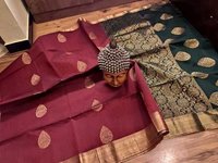 silk cotton  red with green