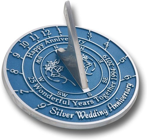 NauticalMart Silver Wedding & Anniversary Sundial Gift