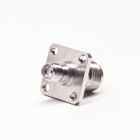 TNC To SMA Connector Female To Female 180 Degree 4 Hole Flange Stainless Steel
