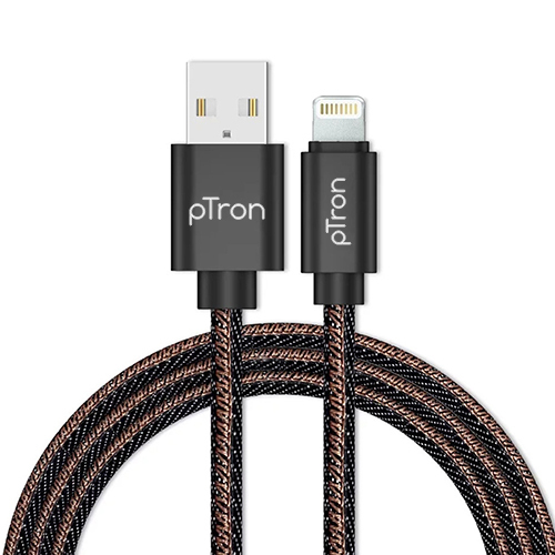 pTron Indigo 2.1A Charging Data Sync USB Cable for iPhones - (Black)