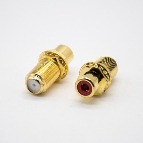 F Type Female To Rca Female Straight All Gold Plated Wall Mounting Connector