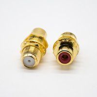 F Type Female To RCA Female Straight All Gold Plated Wall Mounting Connector