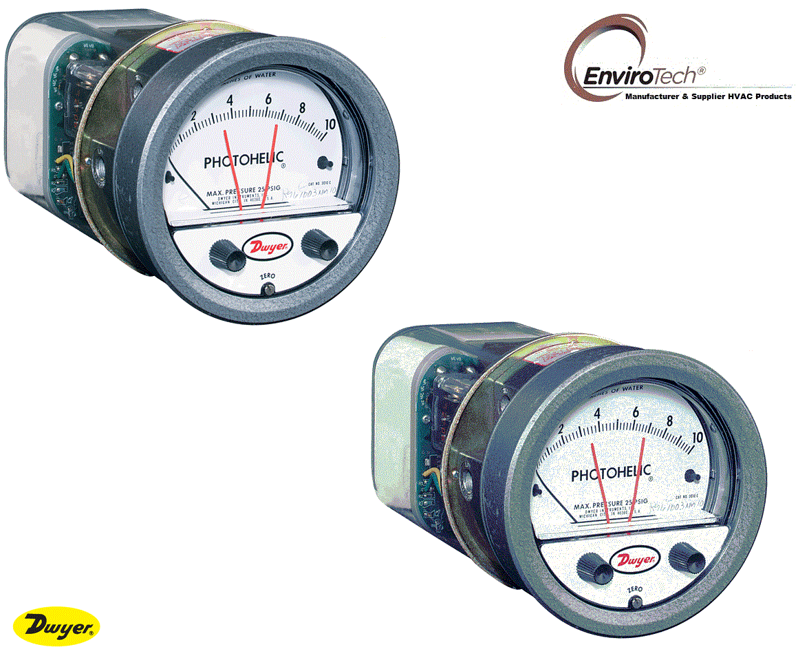 Dwyer A3000-250PA Photohelic Pressure Switch Gauge Range 0-250 Pa