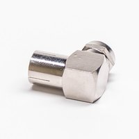 F Type Male To PAL Female Angled Adapter Nickel Plated