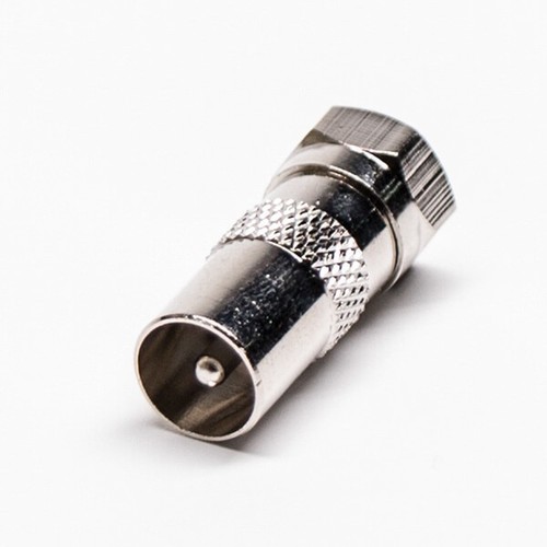F Type Male To PAL Male Coaxial Connector Straight Nickel Plated